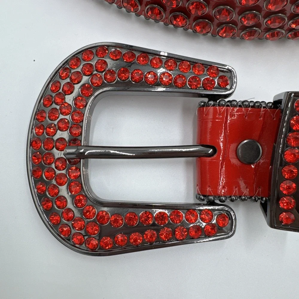 DNA Belt - Alligator Skin Black with Red Stone Great Condition